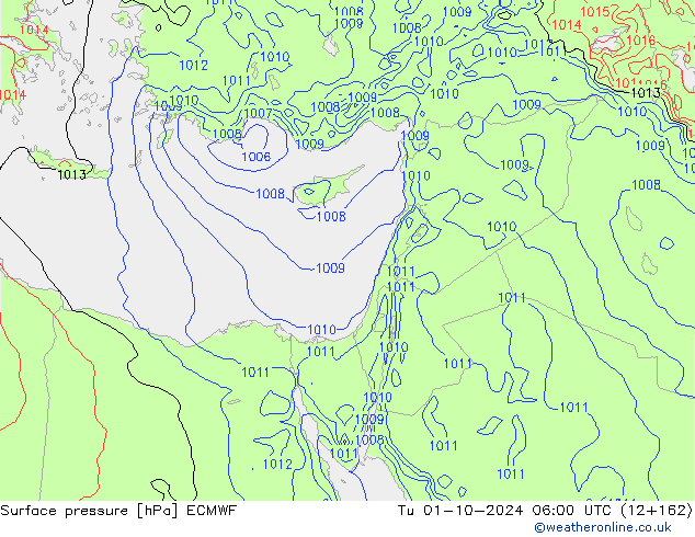 pression de l'air ECMWF mar 01.10.2024 06 UTC