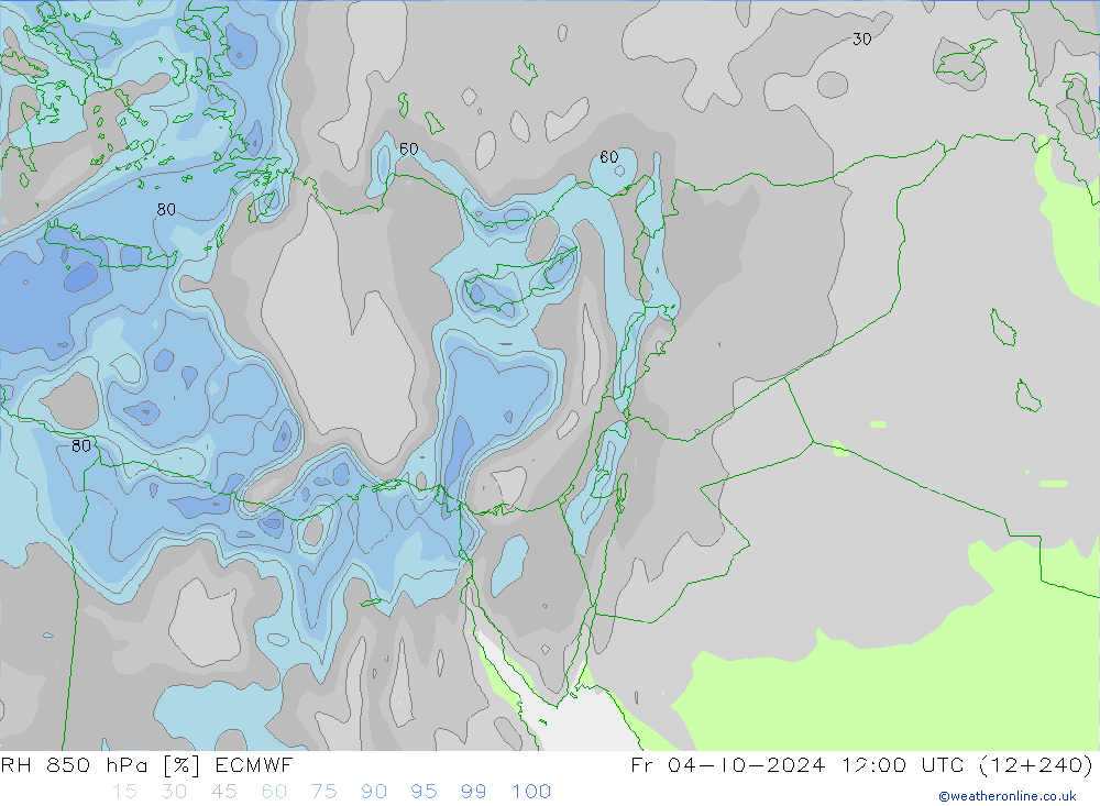 RH 850 hPa ECMWF Fr 04.10.2024 12 UTC