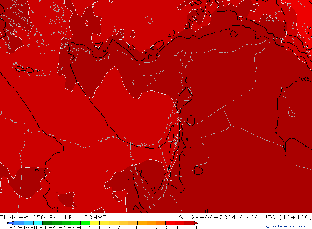 Theta-W 850hPa ECMWF So 29.09.2024 00 UTC