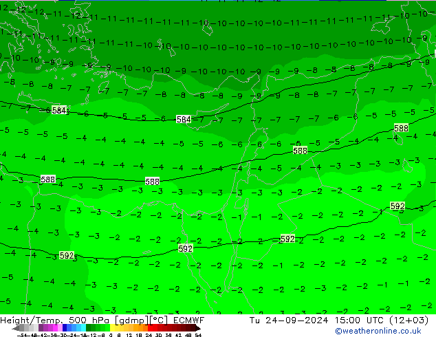 Height/Temp. 500 hPa ECMWF wto. 24.09.2024 15 UTC