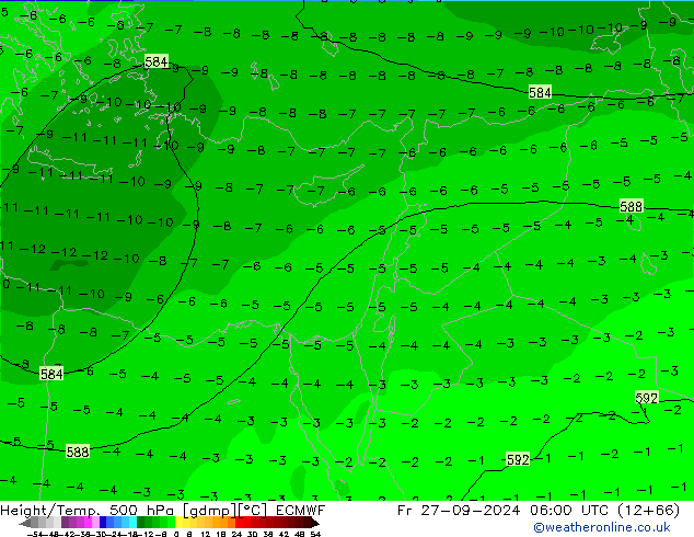 Geop./Temp. 500 hPa ECMWF vie 27.09.2024 06 UTC