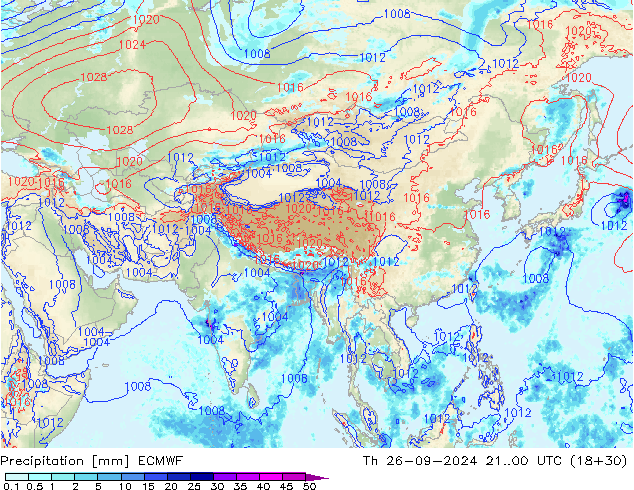 Precipitazione ECMWF gio 26.09.2024 00 UTC