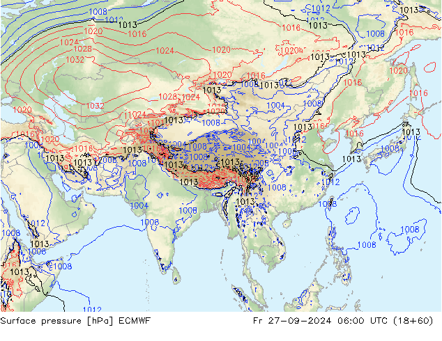 Surface pressure ECMWF Fr 27.09.2024 06 UTC