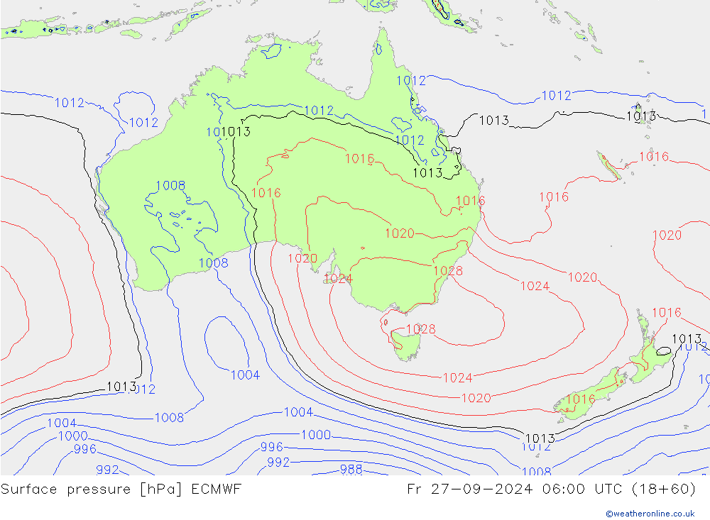 приземное давление ECMWF пт 27.09.2024 06 UTC