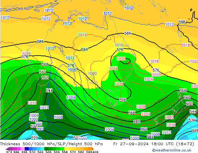 500-1000 hPa Kalınlığı ECMWF Cu 27.09.2024 18 UTC