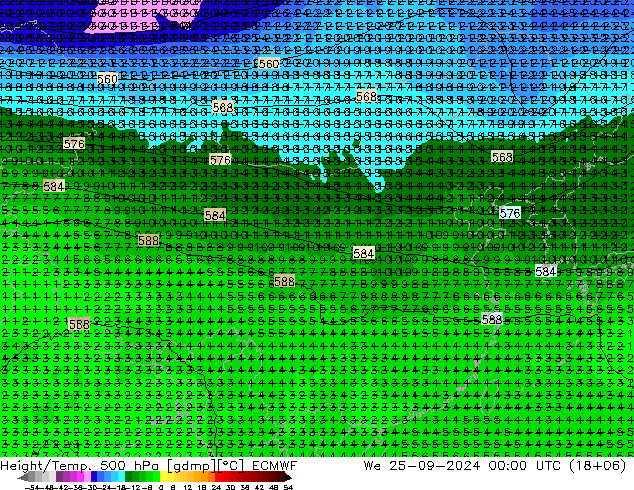 Z500/Rain (+SLP)/Z850 ECMWF We 25.09.2024 00 UTC