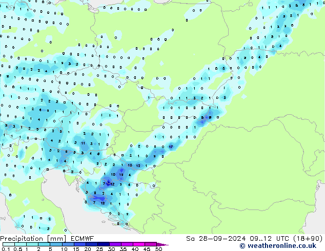 Precipitación ECMWF sáb 28.09.2024 12 UTC