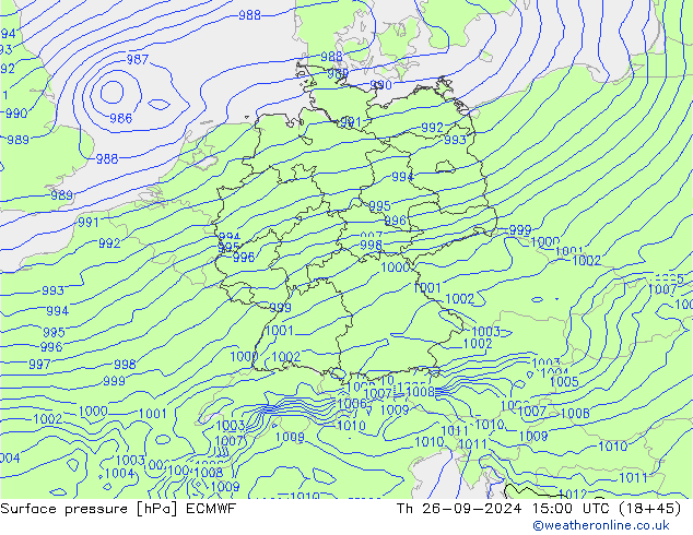 Luchtdruk (Grond) ECMWF do 26.09.2024 15 UTC