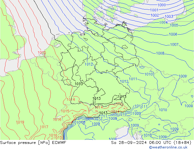 ciśnienie ECMWF so. 28.09.2024 06 UTC