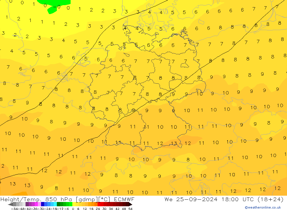 Z500/Rain (+SLP)/Z850 ECMWF We 25.09.2024 18 UTC