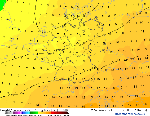 Z500/Rain (+SLP)/Z850 ECMWF ven 27.09.2024 06 UTC