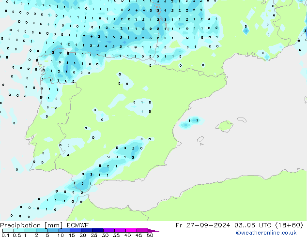 Precipitación ECMWF vie 27.09.2024 06 UTC