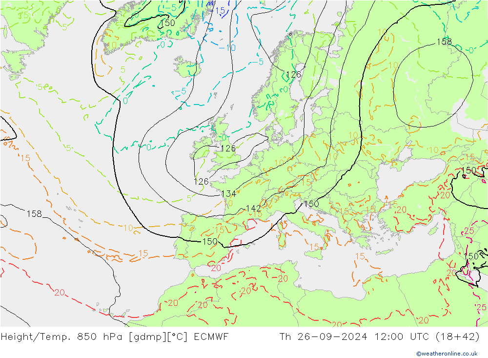 Z500/Rain (+SLP)/Z850 ECMWF чт 26.09.2024 12 UTC