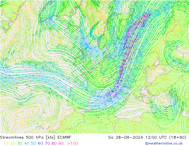 Rüzgar 500 hPa ECMWF Cts 28.09.2024 12 UTC