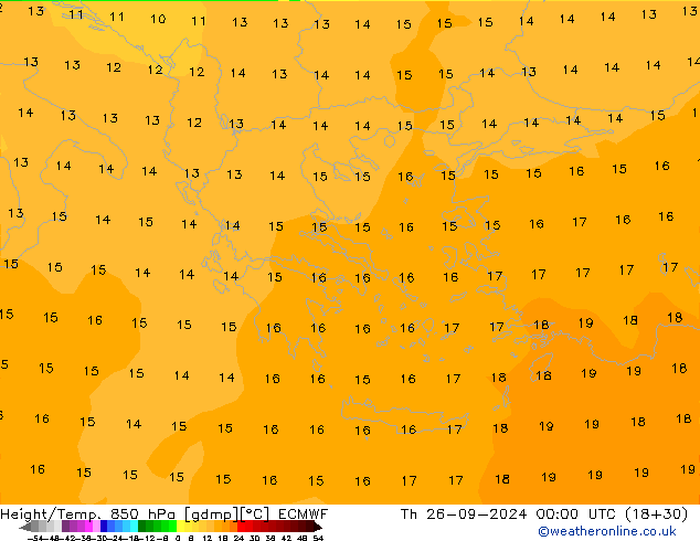 Height/Temp. 850 гПа ECMWF чт 26.09.2024 00 UTC