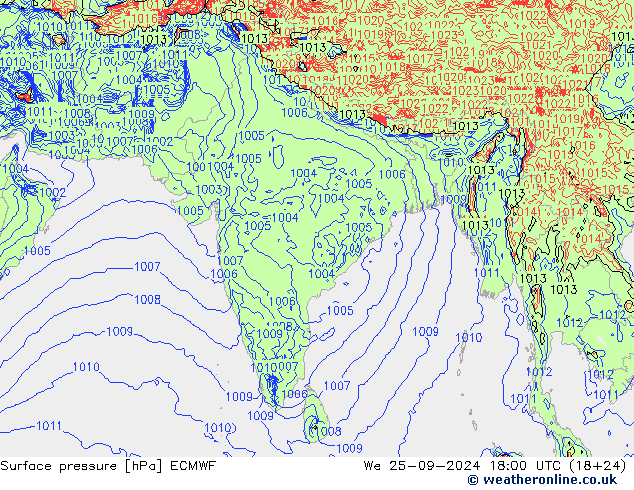 ciśnienie ECMWF śro. 25.09.2024 18 UTC