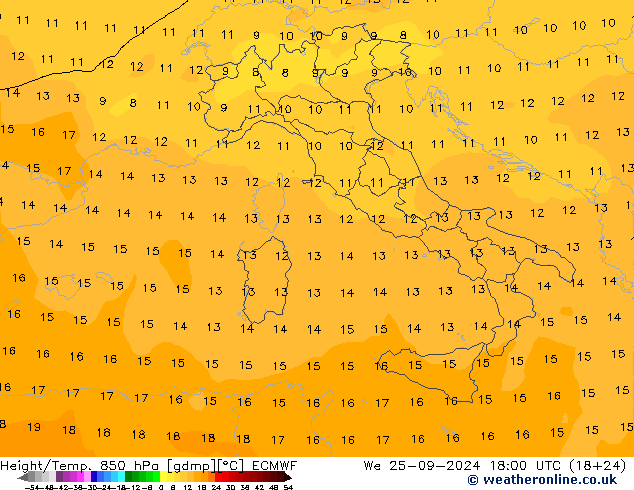 Z500/Yağmur (+YB)/Z850 ECMWF Çar 25.09.2024 18 UTC