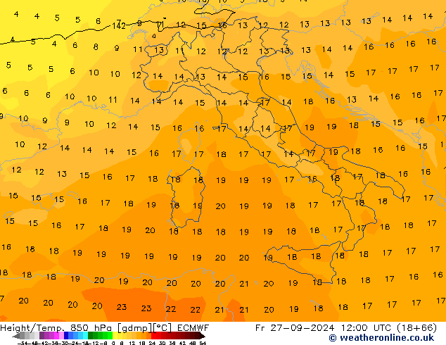 Z500/Rain (+SLP)/Z850 ECMWF Pá 27.09.2024 12 UTC