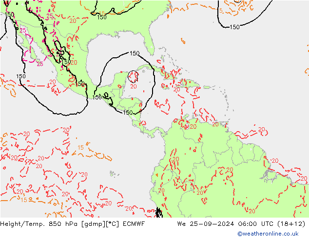 Z500/Rain (+SLP)/Z850 ECMWF We 25.09.2024 06 UTC