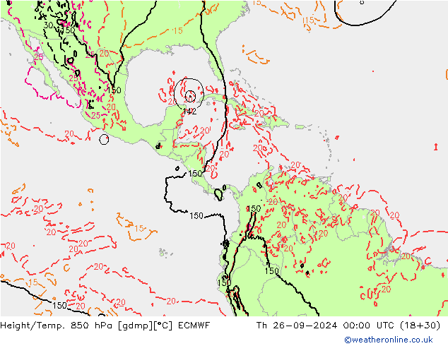 Z500/Rain (+SLP)/Z850 ECMWF Qui 26.09.2024 00 UTC