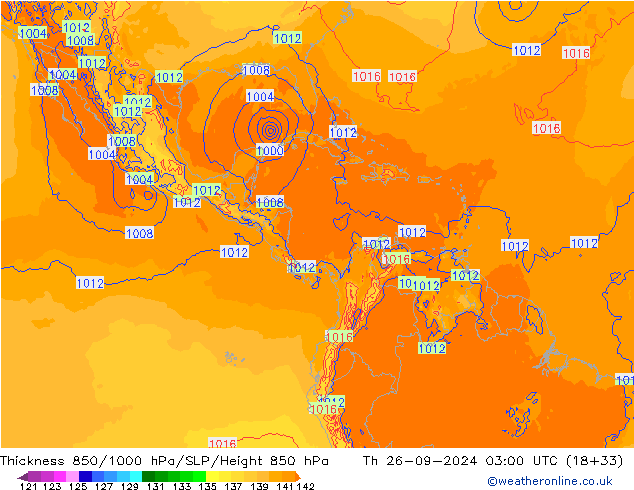 Thck 850-1000 hPa ECMWF Th 26.09.2024 03 UTC