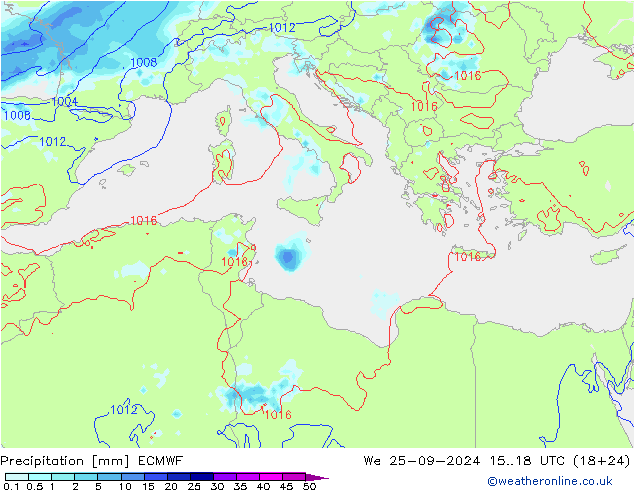 Precipitation ECMWF We 25.09.2024 18 UTC