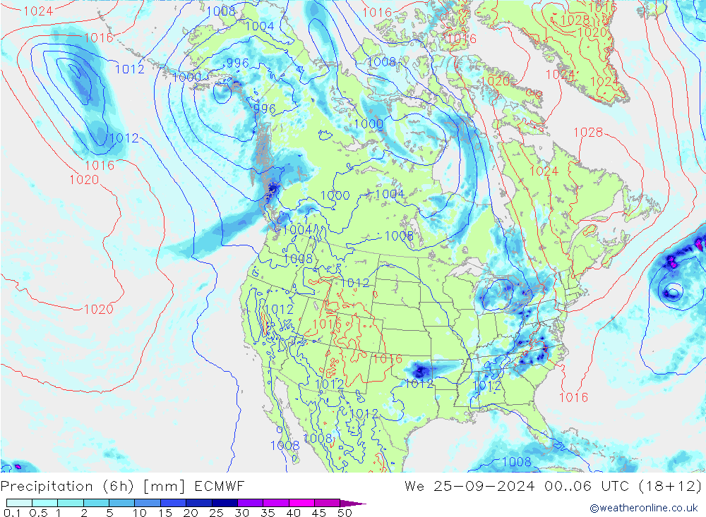 Z500/Rain (+SLP)/Z850 ECMWF ср 25.09.2024 06 UTC