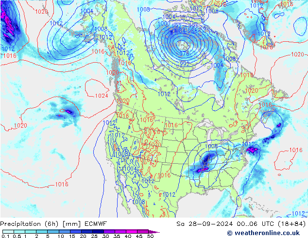 Nied. akkumuliert (6Std) ECMWF Sa 28.09.2024 06 UTC