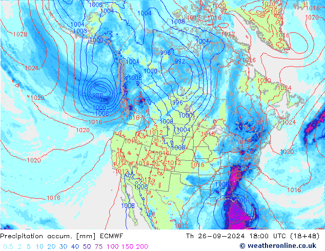 Precipitation accum. ECMWF Th 26.09.2024 18 UTC