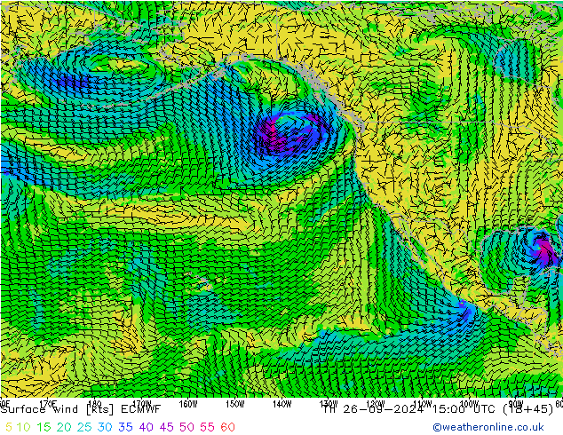 Surface wind ECMWF Th 26.09.2024 15 UTC