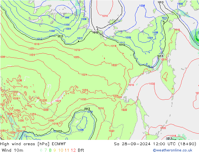 Izotacha ECMWF so. 28.09.2024 12 UTC