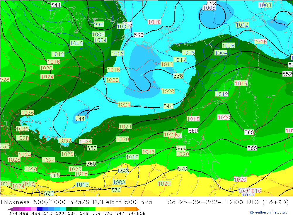 Thck 500-1000hPa ECMWF So 28.09.2024 12 UTC