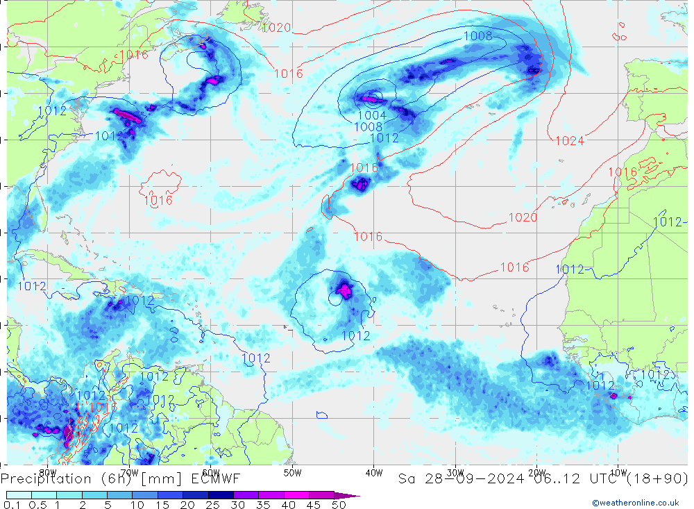 Nied. akkumuliert (6Std) ECMWF Sa 28.09.2024 12 UTC