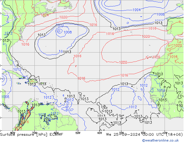 pressão do solo ECMWF Qua 25.09.2024 00 UTC