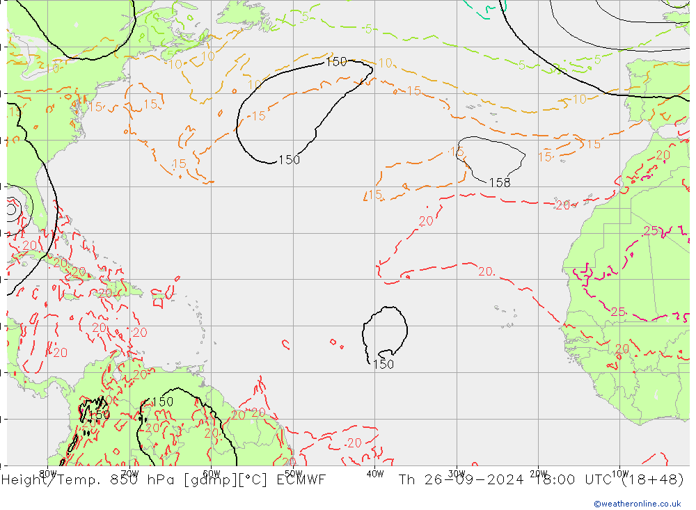 Z500/Rain (+SLP)/Z850 ECMWF jue 26.09.2024 18 UTC