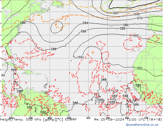 Z500/Rain (+SLP)/Z850 ECMWF We 25.09.2024 12 UTC