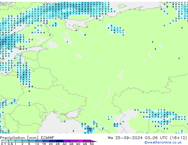 Precipitation ECMWF We 25.09.2024 06 UTC