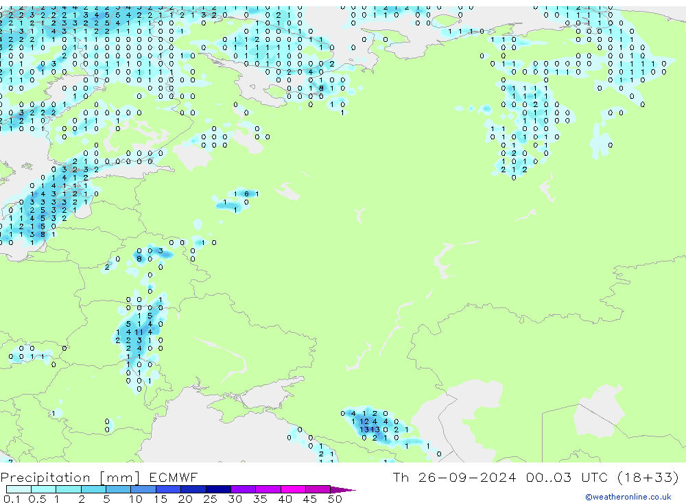 Precipitation ECMWF Th 26.09.2024 03 UTC