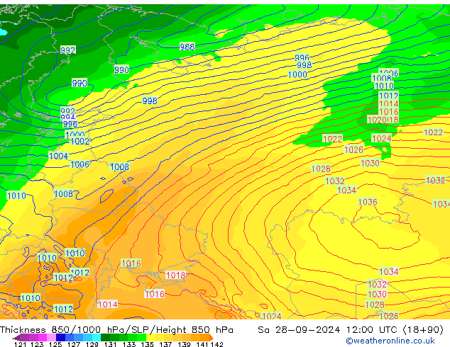 Thck 850-1000 hPa ECMWF Sáb 28.09.2024 12 UTC