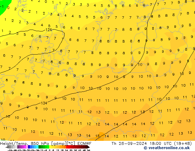 Z500/Rain (+SLP)/Z850 ECMWF  26.09.2024 18 UTC