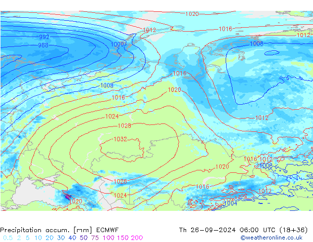 Nied. akkumuliert ECMWF Do 26.09.2024 06 UTC