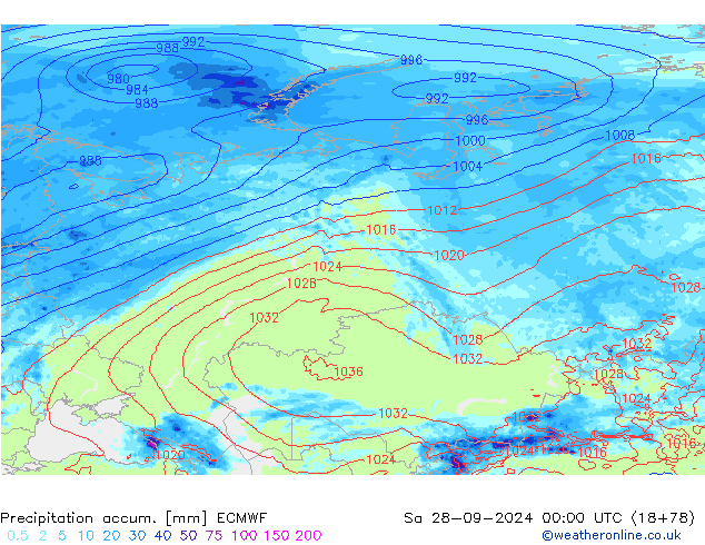 Precipitation accum. ECMWF  28.09.2024 00 UTC