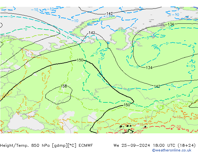 Z500/Rain (+SLP)/Z850 ECMWF Qua 25.09.2024 18 UTC