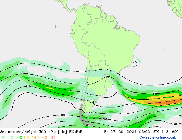 Jet stream/Height 300 hPa ECMWF Fr 27.09.2024 06 UTC