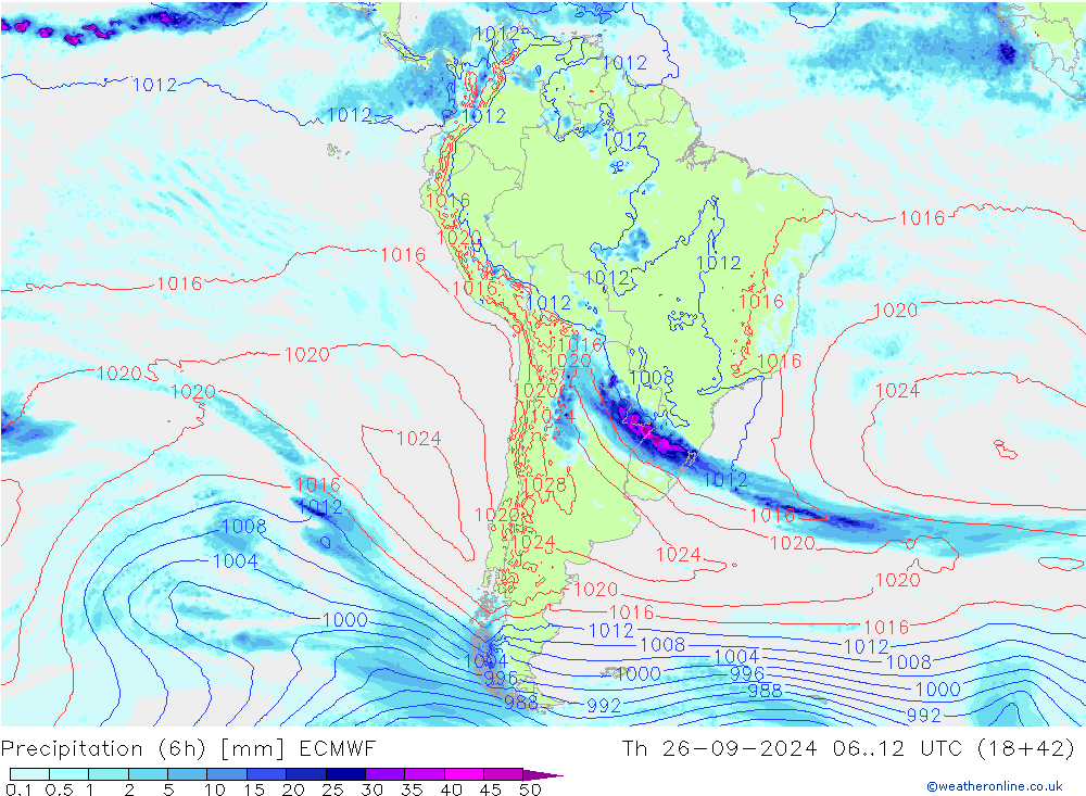 Z500/Rain (+SLP)/Z850 ECMWF чт 26.09.2024 12 UTC