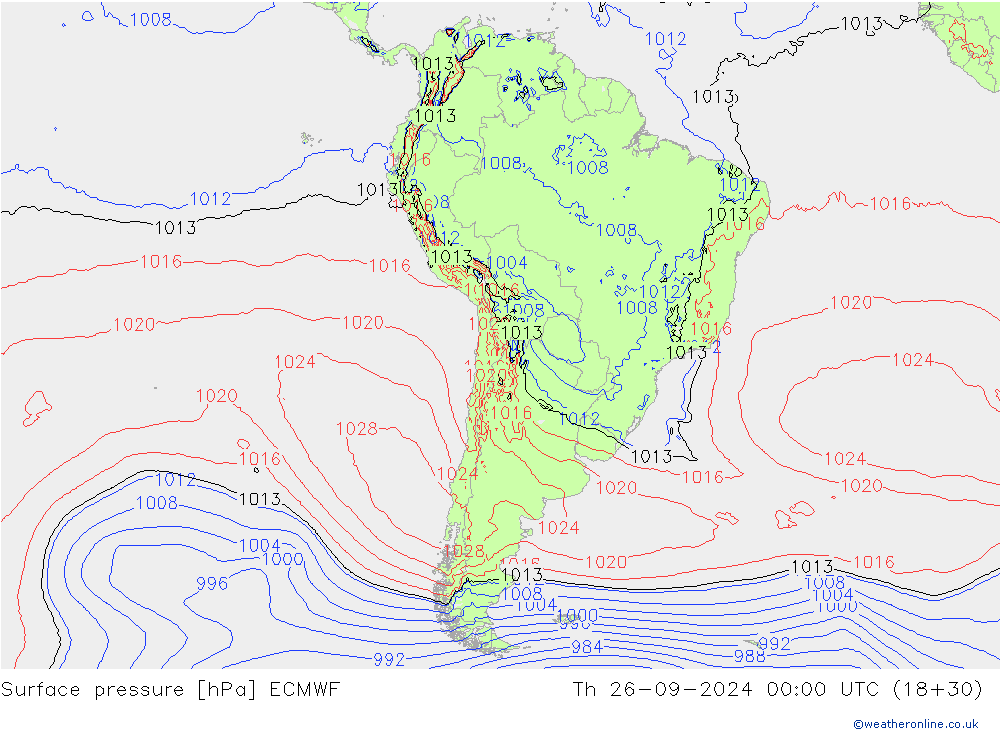 Yer basıncı ECMWF Per 26.09.2024 00 UTC