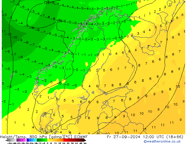 Z500/Rain (+SLP)/Z850 ECMWF vie 27.09.2024 12 UTC