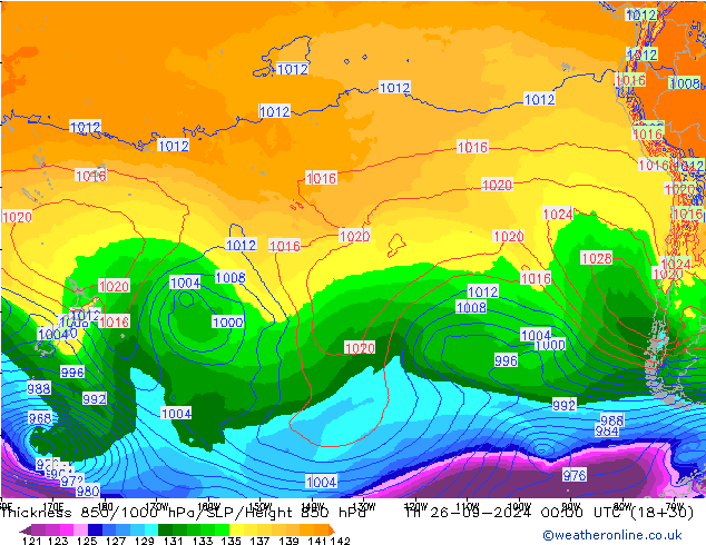 Thck 850-1000 hPa ECMWF Th 26.09.2024 00 UTC