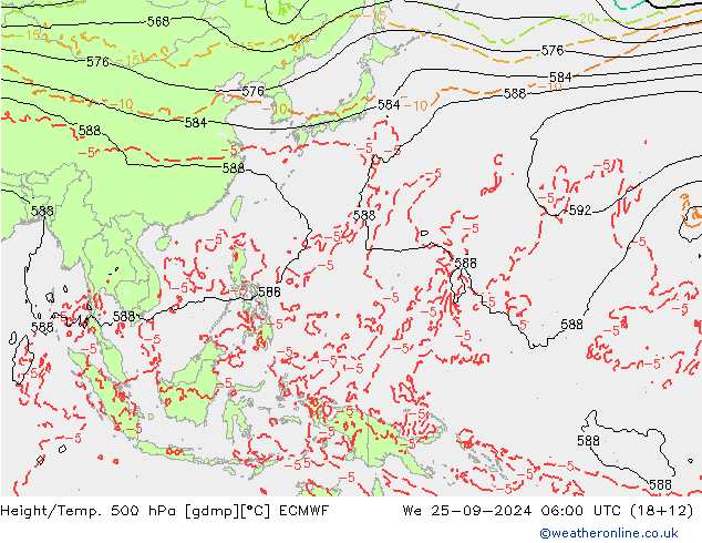 Z500/Rain (+SLP)/Z850 ECMWF We 25.09.2024 06 UTC