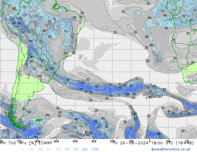 RH 700 hPa ECMWF Do 26.09.2024 18 UTC